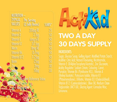 Actikid Magic Beans Vegan Multi-Vitamin 60X Tropical Twist Flavour | Gelatine Free | Children'S Vitamin | Immune System Booster