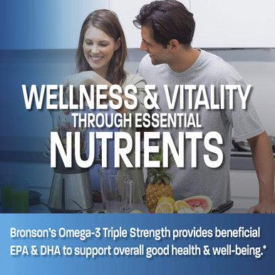 Bronson Omega 3 Fish Oil Triple Strength 2720 mg, High EPA 1250 mg 488 mg, Non-GMO Heavy Metal Tested, 180 Softgels