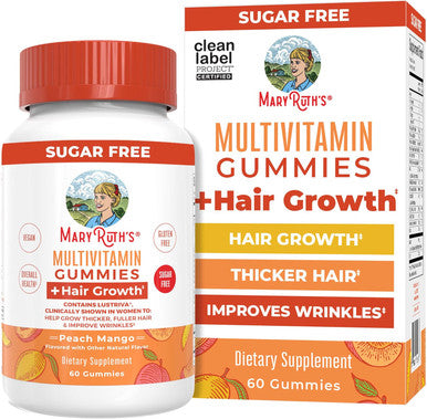 MaryRuth's Multivitamin Hair Growth Gummies Thicker Hair 30 Servings With Lustriva Biotin 10000mcg B Vitamins Formulated for Thicker Hair Wrinkles Fine Lines Skin Care