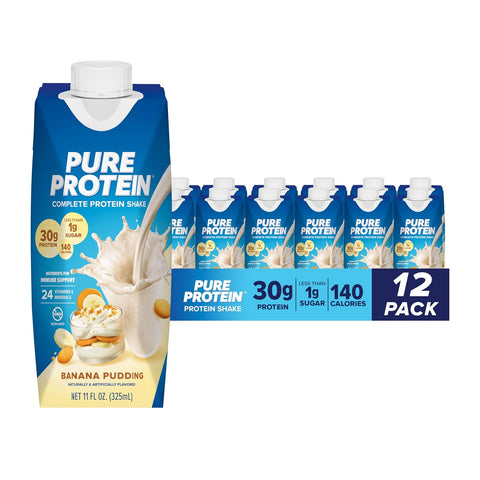Pure Protein Vanilla Protein Shake, 30g Complete Protein, 12 Ct | Ready to Drink and Keto-Friendly, Vitamins A, C, D, and E plus Zinc to Support Immune Health, 11oz Bottles