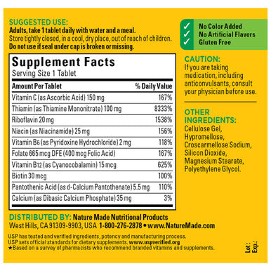 Nature Made Super B-Complex Tablets With Vitamin C 250 Count For Metabolic Health (Packaging May Vary)
