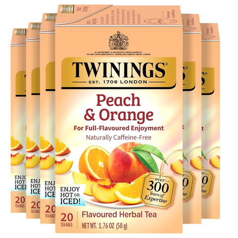 Twinings Lemon & Ginger, Caffeine-Free Herbal Tea Bags, 100 CT Box (1 Pack) | Spicy & Tangy, Ginger, Lemon Peel, Lemongrass, Blackberry Leaves, Soothe Digestion, 100 Foil Lined Individually Wrapped Bags