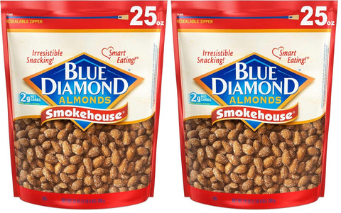 Blue Diamond Almonds, Smokehouse Flavored Snack Nuts, Plant-Based Protein and Fiber Snacks, Gluten Free Iconic Flavor Salty Nuts, Great for Events, Holidays, Parties, 25 Oz Resealable Bag (Pack of 1)