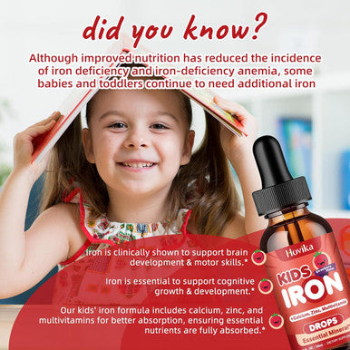 Liquid Iron Supplement For Kids & Women Men - With Calcium, Zinc & Kids Multivitamin Iron Drops - Immune Support, Blood Builder & Energy Support For Iron Deficiency, Anemia, Vegan 2 Fl Oz