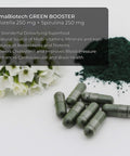 AzmaBiotech Green Booster Synbiotic | Chlorella 250 mg + Spirulina 250 mg | 60 Vegan Capsules | Broken Cell Wall