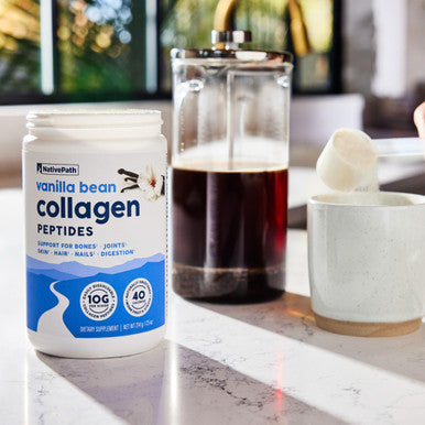 NativePath Collagen Peptides - Hydrolyzed Type 1 & 3 Collagen. Keto & Paleo Grass-Fed Protein Powder for Hair Skin Nails Bones Joints Digestion and More - No Gluten or Dairy (Vanilla Bean 214g)