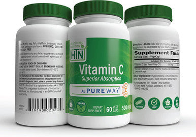 Health Thru Nutrition PureWayC Vitamin C Vegecaps 500mg Pack of 60