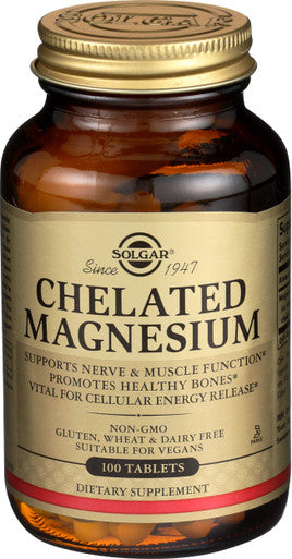 SOLGAR Chelated Magnesium Tablets, 100 Count