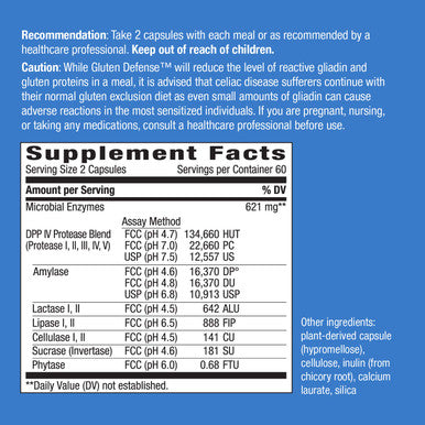 Nature's Way Gluten Defense, Gluten & Casein Digestive Enyzmes, 621 mg per serving, 120 Capsules