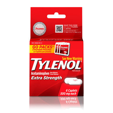 Tylenol Extra Strength Caplets With 500 Mg , Pain Reliever & Fever Reducer, 6 Ct
