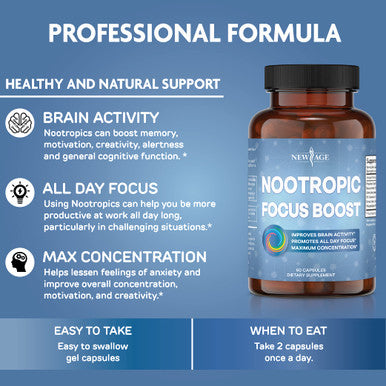 Nootropic Capsules by New Age-Brain Supplement Nootropics Booster -Enhance Focus -Boost Concentration-Improve Memory & Clarity for Men & Women ÃƒÂ¢Ã¢â€šÂ¬Ã¢â‚¬Å“with Bacopa Monnieri & Gingko Bilboa-120 Count ÃƒÂ¢Ã¢â€šÂ¬Ã¢â‚¬Å“2 Pack