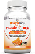 Health Labs Nutra Extra-Strength Vitamin C 1,000mg with Rose Hips Promotes Optimal Immune Health (100 Fast-Acting Non-Chewable Tablets)