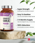 Vitabright Odourless Garlic Capsules High Strength 30000mg 180 Garlic Oil Capsules (Daily Dose 2 Garlic Tablets for Adults) VitaBright Garlic Supplement High Allicin Pearls - Odorless Garlic Capsules
