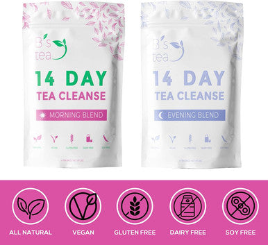 B s Tea - Detox Tea - Daytime Cleansing Tea - Be Cleansed - Be Restored - Be Healthy - daily herbal tea to cleanse body from toxins, reduce bloating, aid in weight-loss & optimize health