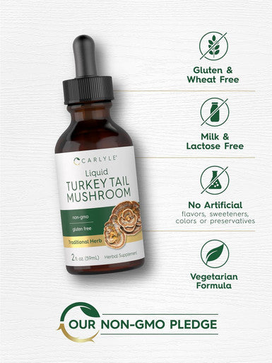 Carlyle Turkey Tail Mushroom Liquid Extract | 2 FL Oz | Vegetarian Tincture | Non-GMO Gluten