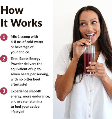 Force Factor Total Beets Energy Drink Mix 2-Pack Superfood Beet Root Powder Nitrates to Boost Energy Support Circulation Blood Flow Nitric Oxide and Stamina Heart Health Supplement 60 Servings