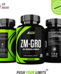 ZM-GRO - Zinc, Magnesium & Vitamin B6 ZMA 180 Capsules - Helps Support Testosterone - Promotes Muscle Strength, Recovery, Energy & Better Sleep - UK Made ZMA Tablets