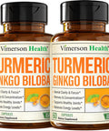 Ginko Biloba Capsules with Ginkgo Biloba 120mg & Organic Turmeric for Joint Support Focus and Brain Health Gingo Biloba Supplement with Black Pepper (Bioperine) for Max Absorption 60 Count