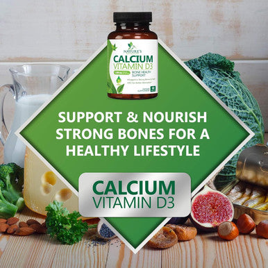 Calcium 1200 Mg With Vitamin D3, Calcium Supplement Vitamins, Supports Bone Strength, Teeth & Immune System, Calcium Supplements For Women & Men, Nature'S Absorbable Calcium Carbonate - 60 Tablets