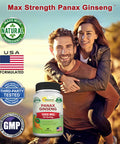 Korean Panax Ginseng (1000mg Max Strength) - 90 Capsules Root Extract Complex (Red & White), High Dosage Ginsenosides in Seeds, Asian Powder Supplement, Tablet Pills for Energy