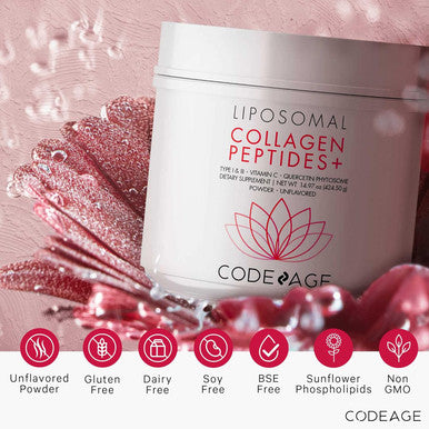 Codeage Liposomal Collagen Peptides Powder + Vitamin C & Quercetin Phytosome Phospholipid Complex Grass-Fed Pasture-Raised Hydrolyzed Collagen Type I & III Supplement All-in-One Non-GMO 14.97 oz