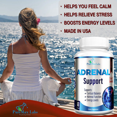 YUMMYVITE Adrenal Support, Cortisol Manager, Adrenal Health, Maintain Balanced Cortisol Levels, Stress Relief Supplement With Ashwagandha, L-Tyrosine - 60 Capsules