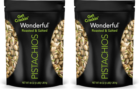 Wonderful Pistachios In Shell, Roasted & Salted Nuts, 48 Ounce Resealable Bag, Protein Snacks, Bulk Snacks, Healthy Snacks for Adults