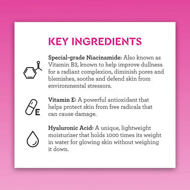 Bliss Glow Hydrate Day Serum Replenishing Hydrating Face Serum with Niacinamide Hyaluronic Acid Vitamin E Clean CrueltyFree Paraben Free Vegan 1 oz