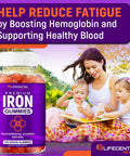Lifecentrichealth Iron Gummies For Adults & Kids Biotin Zinc Vitamin B Folic Acid Gummies Vegan Gluten Blood Builder Anemia Supplements Tasty Energy Boosting Iron Supplement For Women & Men