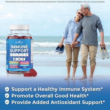 Age 8 In 1 Immune Support Booster Supplement With Astragalus Root, Vitamin C And Zinc 50Mg, Vitamin D 5000 Iu, Turmeric Curcumin & Ginger, B6, Elderberry (8 In 1 Gummies (Pack Of 2))