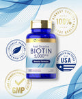 Carlyle Biotin 5000Mcg | 500 Fast Dissolve Tablets | Vegetarian, Non-Gmo, Gluten Free Supplement