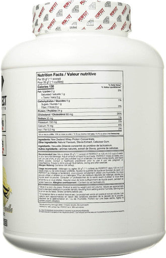 PERFECT New Zealand Grass- Fed, Undenatured Whey Protein, Sweetened With Pure And Natural Stevia Extract, French Vanilla, 4.4lb/57 Servings