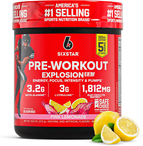 Six Star Pre-Workout Powder for Men & Women, Fruit Punch, 30 Servings | Preworkout Explosion 2.0 Energy Powder Drink Mix with Beta-Alanine & Caffeine - Energy, Focus, Intensity, & Muscle Pumps