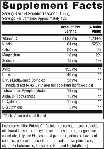 Metagenics Ultra Potent-C Powder - Immune Support Supplements - Gentle On Stomach - with Bioflavonoids L-Glutathione & L-Lysine - Non-GMO - Gluten- - 8.39 oz