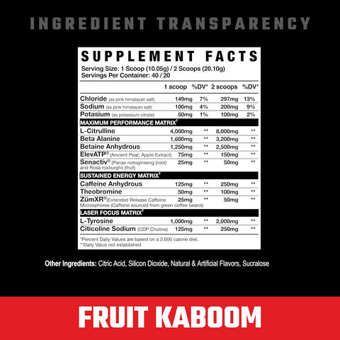 Axe & Sledge Intake All-In-One Pre-Workout 300Mg Caffeine L-Citrulline Beta Alanine Betaine For Performance & Focus Pre-Workout For Men & Women 20/40 Servings Fruit Kaboom