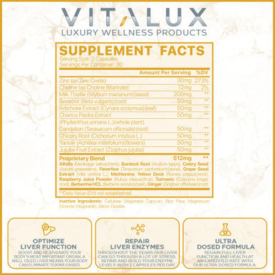 EPN Supplements Vitalux || #1 Rated Premium Liver Cleanse & Detox || Optimize Liver Function, Repair Liver Enzymes | Ultra Dosed Formula W/ 21 Powerful Ingredients | 3Rd Party Tested + Usa Made - 60 Capsules
