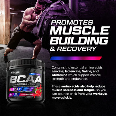 Built Nature Bcaa Powder - Post Workout Muscle Recovery & Hydration Supplement With Essential Amino Acids - Keto-Friendly, Sugar-Free - Watermelon Flavor - 4G Bcaas Plus 1G Glutamine Per Serving, 50 Servings