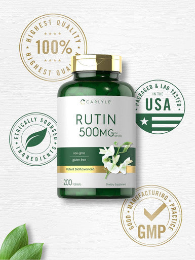 Carlyle Rutin Supplement 500mg | 200 Tablets | Vegetarian Non-GMO Gluten