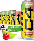 C4 Performance Energy Drink, Cherry Popsicle, Zero Sugar Carbonated Preworkout Energy, 200mg Caffeine with Beta Alanine, 16 Fl Oz (12 Pack)