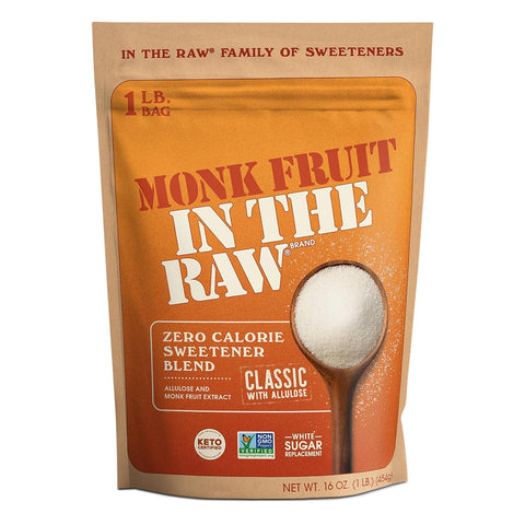 Monk Fruit In The Raw, Golden Monk Fruit Sweetener Bag, 1 LB | Keto Certified Monk Fruit Sweetener, Perfect Substitute for Raw Cane Sugar, Good for Baking, Zero Net Carbs, Zero Calories