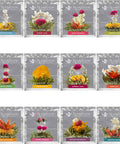 Teabloom Flowering Tea - 12 Unique Varieties of Blooming Tea Flowers - Hand-Tied Green Tea Leaves & Edible Flowers - 12-Pack Canister