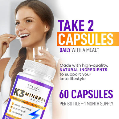 (2 Pack) K3 Mineral Weight Loss Pills For Women And Men - K3 Salt Mineral, Vitamin + K3 Capsules Supplement For Weight Loss - 60 Days Supply
