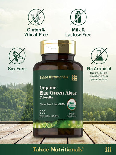 Carlyle Chlorella Blue Green Algae 250mg | 200 Tablets | Vegetarian Non-GMO Gluten Supplement | Tahoe Nutritionals