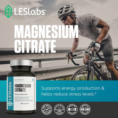 LES Labs Magnesium Citrate NonGMO Supplement 750mg 120 Capsules