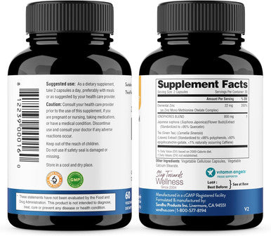 Sandhu'S Zinc Supplement With Ionophores Quercetin & Green Tea Extract For Superior Absorption And High Potency 800Mg Vegetarian Capsules 30 Days Supply Immune Support For Men & Women Made In Usa