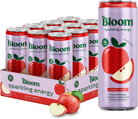 Bloom Nutrition Sparkling Energy Drink Minis, Raspberry Lemon & Strawberry Watermelon, 7.5oz 12 Pack