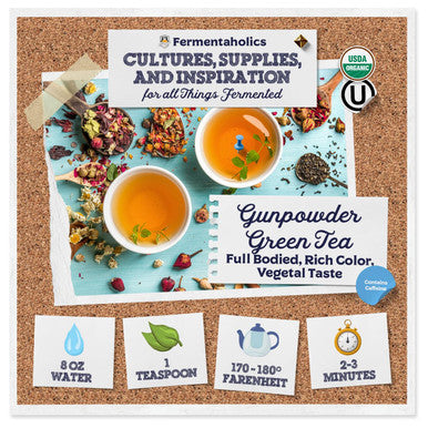 Fermentaholics Usda Organic Loose-Leaf Gunpowder Green Tea - Perfect For Homebrewing Kombucha Hot Tea And Iced Tea - Ou her Premium Taste Aroma And Flavor