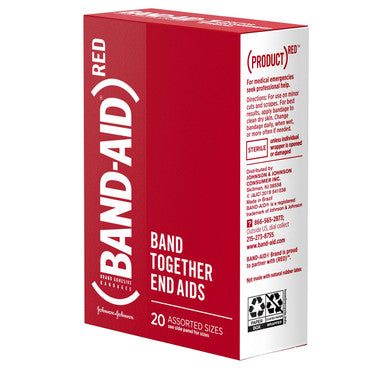 Band-Aid Brand Adhesive Bandages Featuring (Red), Wound Care Protection Of Minor Cuts & Scrapes For All Ages, Help Support The Fight To End Aids, Assorted Sizes, 20 Ct