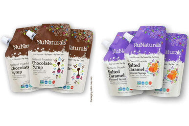 Nunaturals Bundle & Save. All Natural Chocolate Syrup 3 Pack 6.6 Ounce + Salted Caramel Syrup 3 Pack 6.6 Ounce together in one convenient Bundle