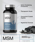 MSM Supplement | 3000mg | 300 Coated Caplets | Methylsulfonylmethane with Calcium | Vegetarian, Non-GMO, Gluten Free | by Horbaach